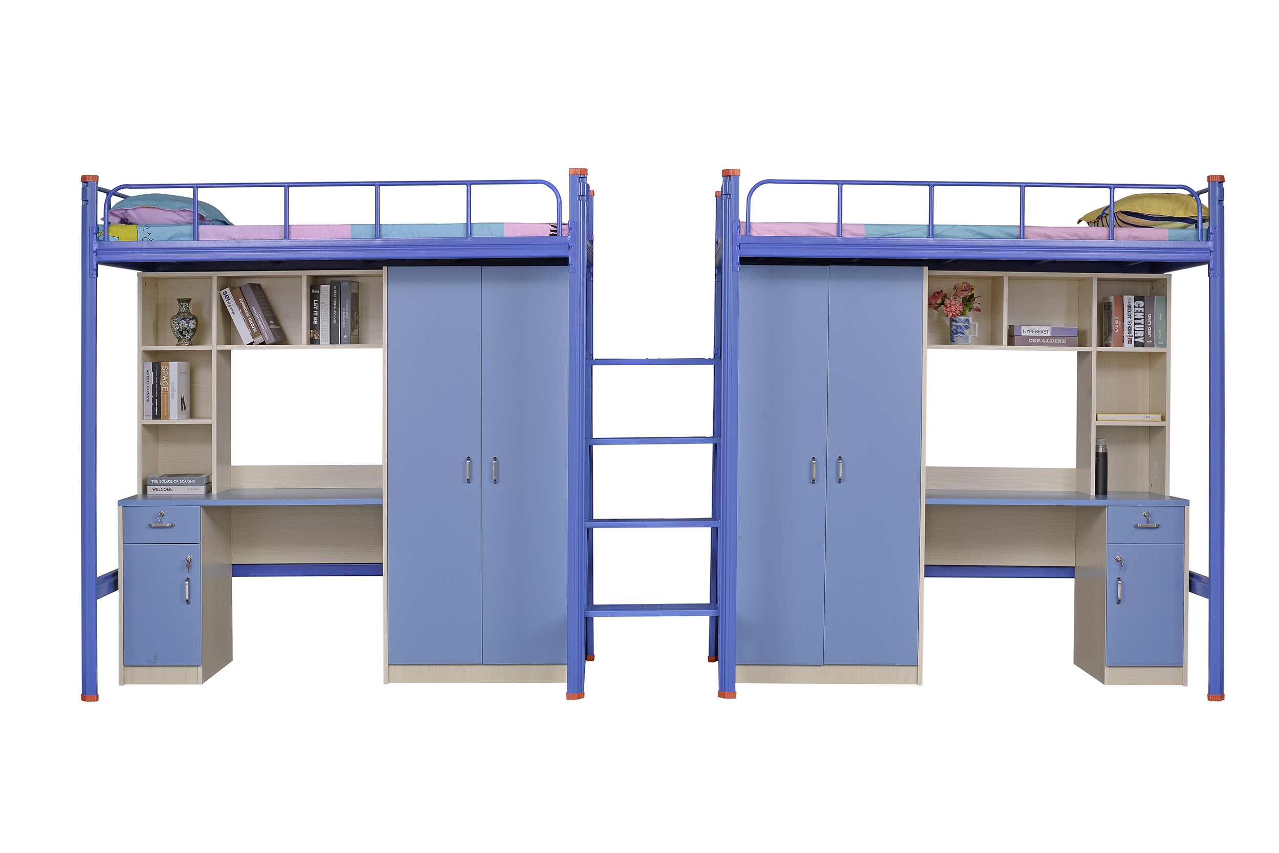 工厂员工宿舍连体铁架床，双层公寓床生产厂家