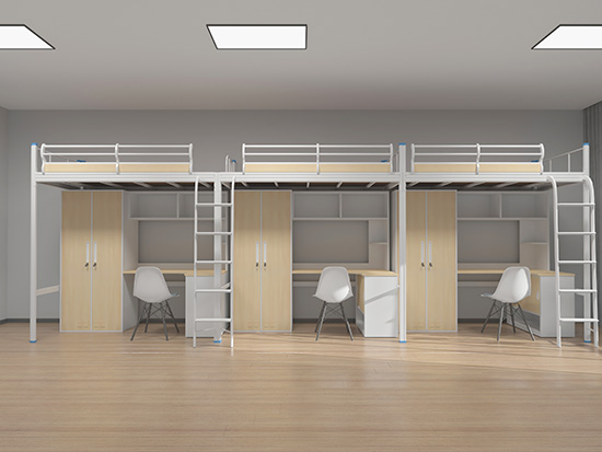 大学生公寓床图片 学校双层公寓床图片