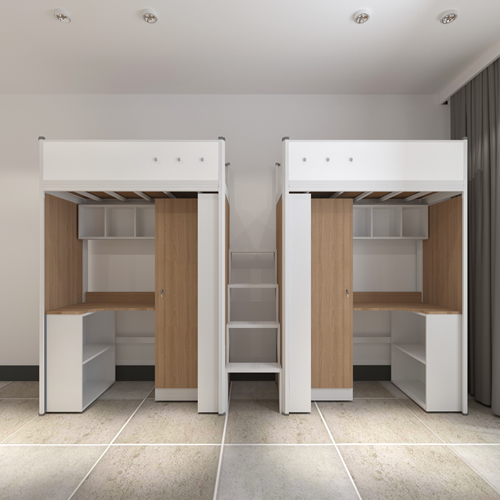 双人双层公寓床和衣柜组合