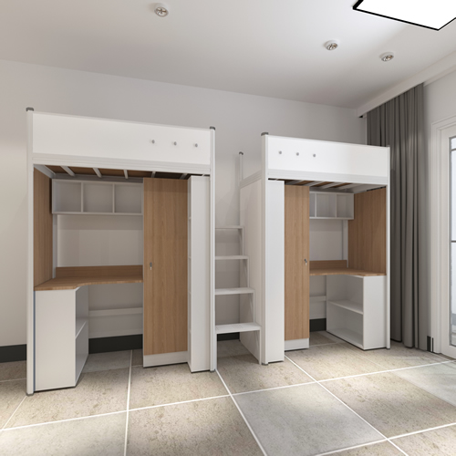 双人双层公寓床和衣柜组合