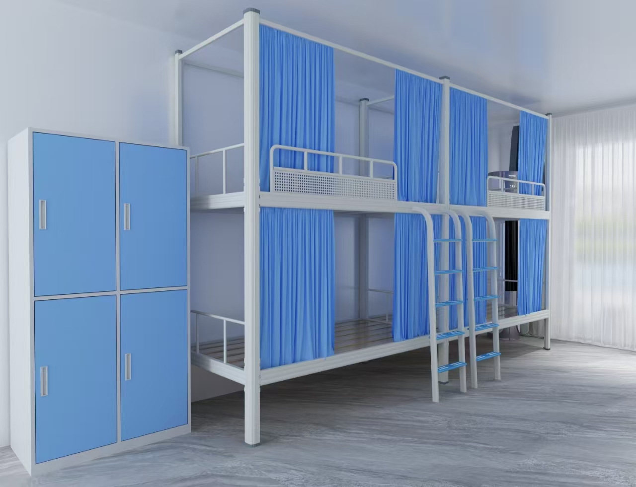 上下双层铁床连体四人间铁架床