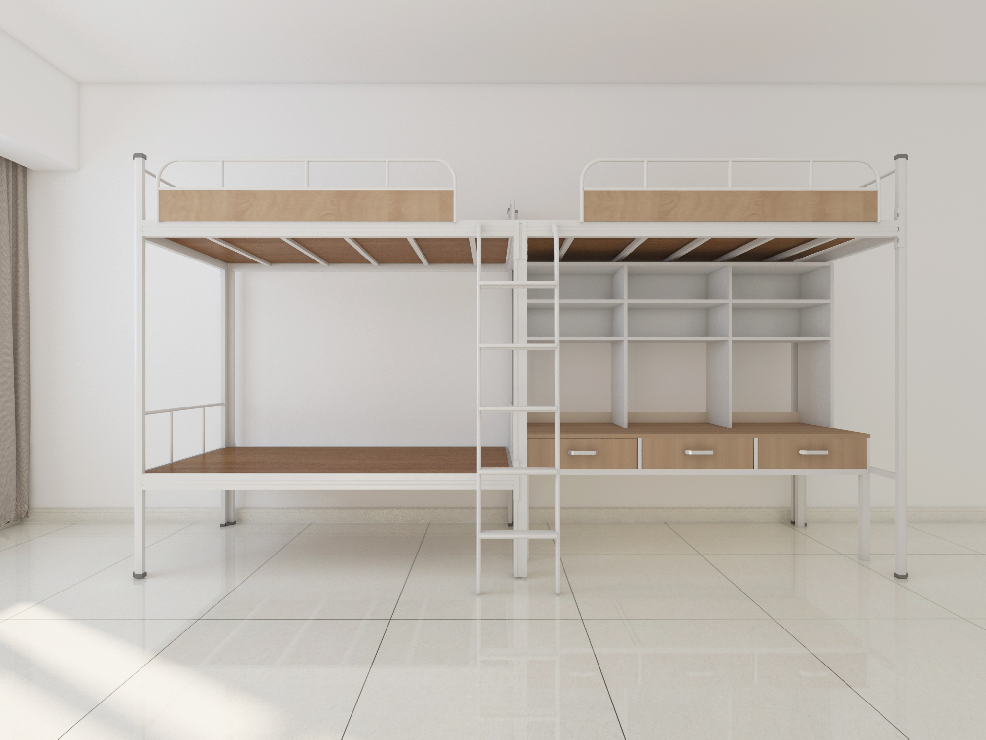 用于学生宿舍的双层铁床