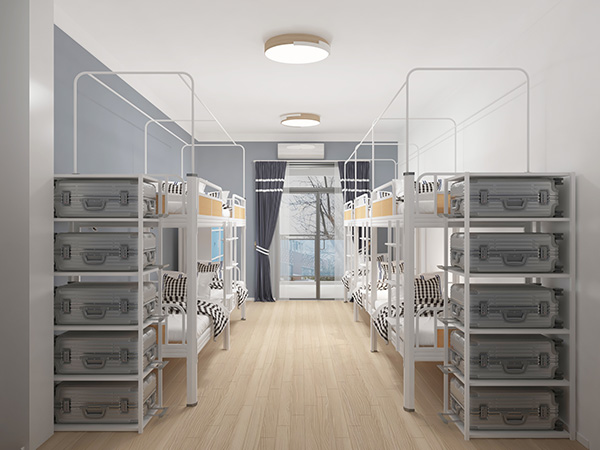 见过员工宿舍上下铺铁床带柜子吗？